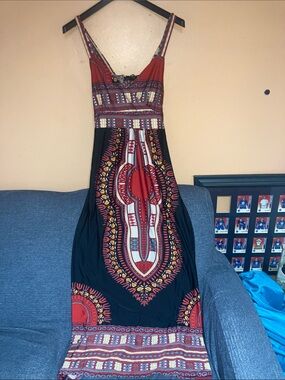 QED London Red & Black Tribal-Print Maxi Dress